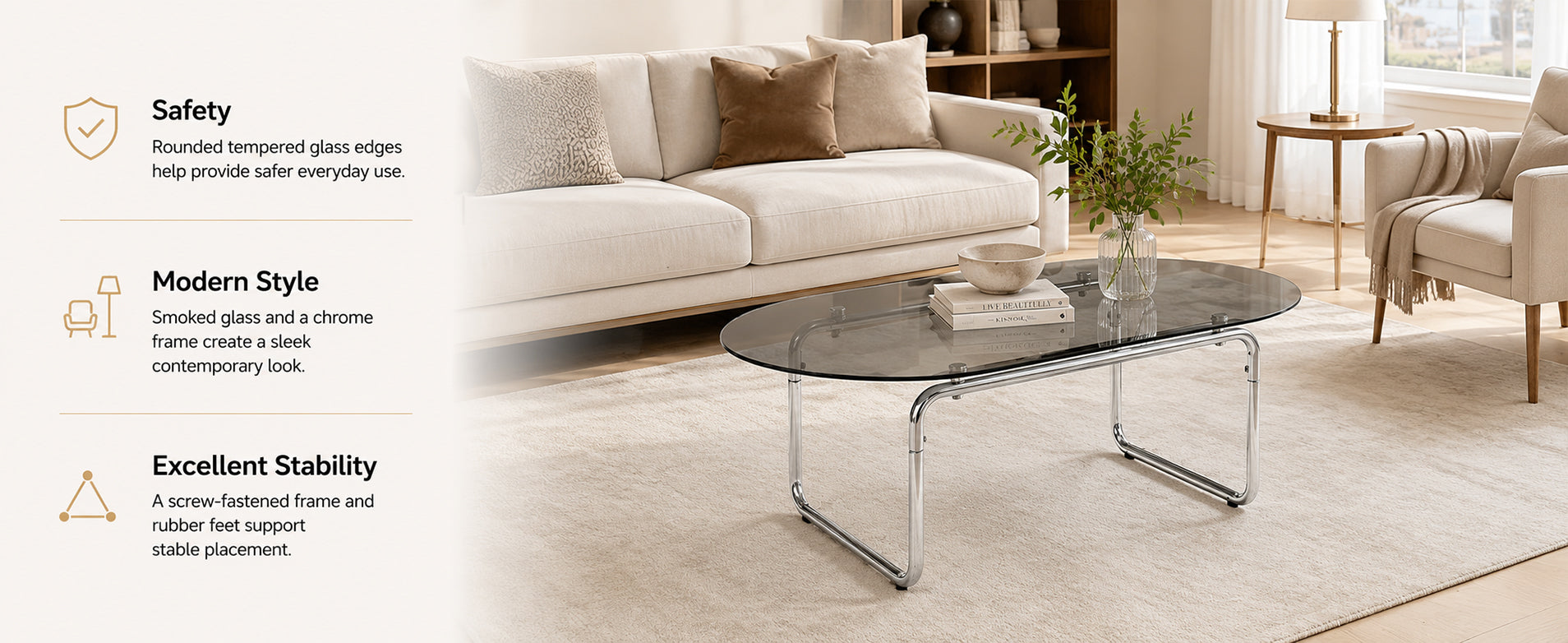 Curved Tempered-Glass Coffee Table — [variant:W3738P499158] Grey image 12
