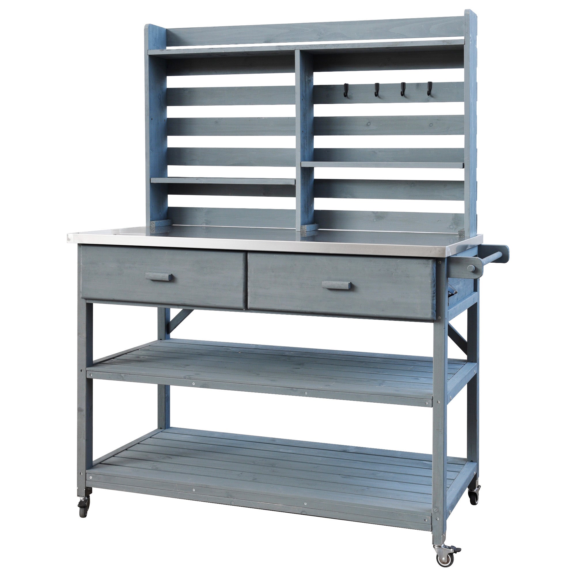 [variant:N853P386121G] Rolling Outdoor Potting Bench with Stainless Steel Top image 41