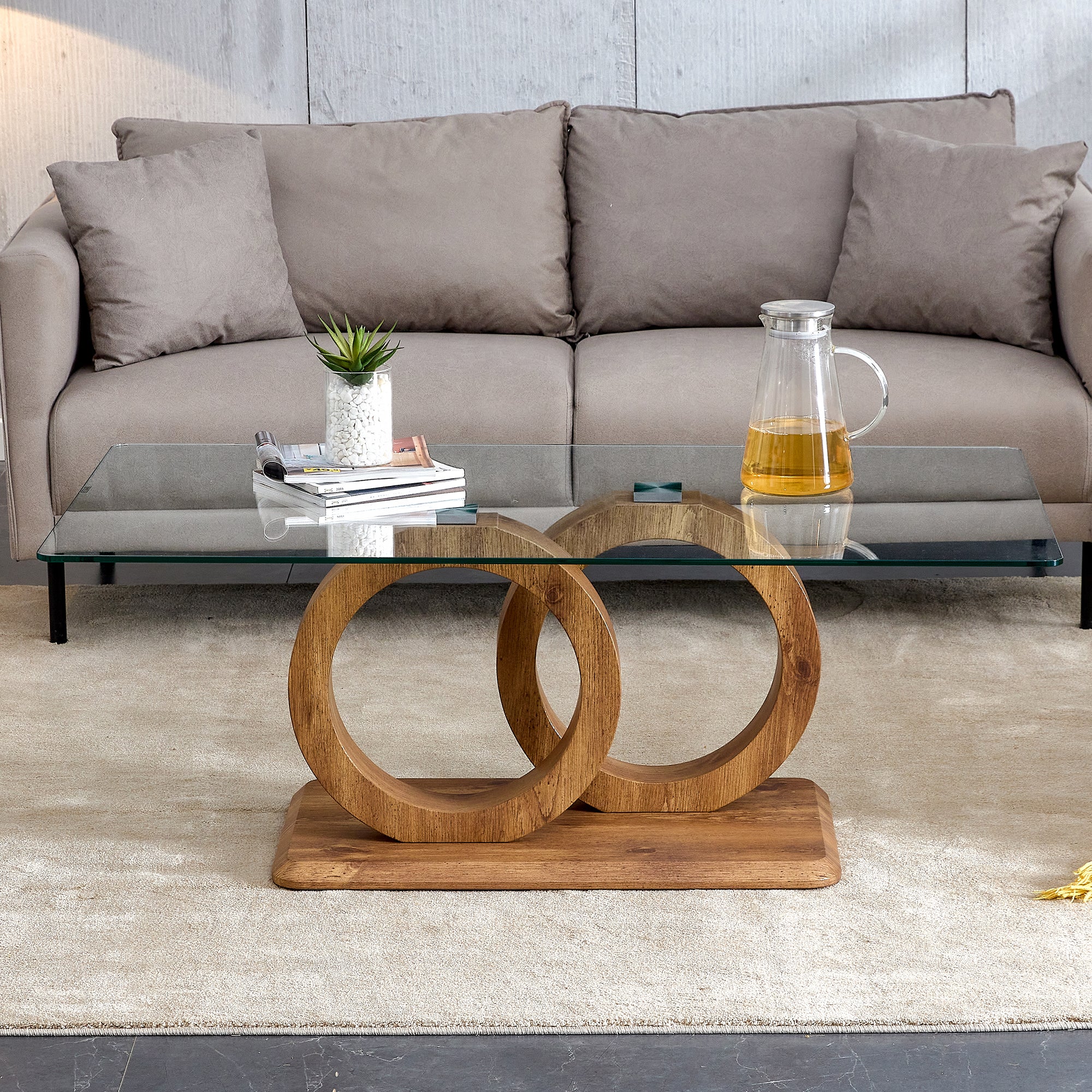 [variant:W3806P439658] Double-Ring Glass Coffee Table image 3