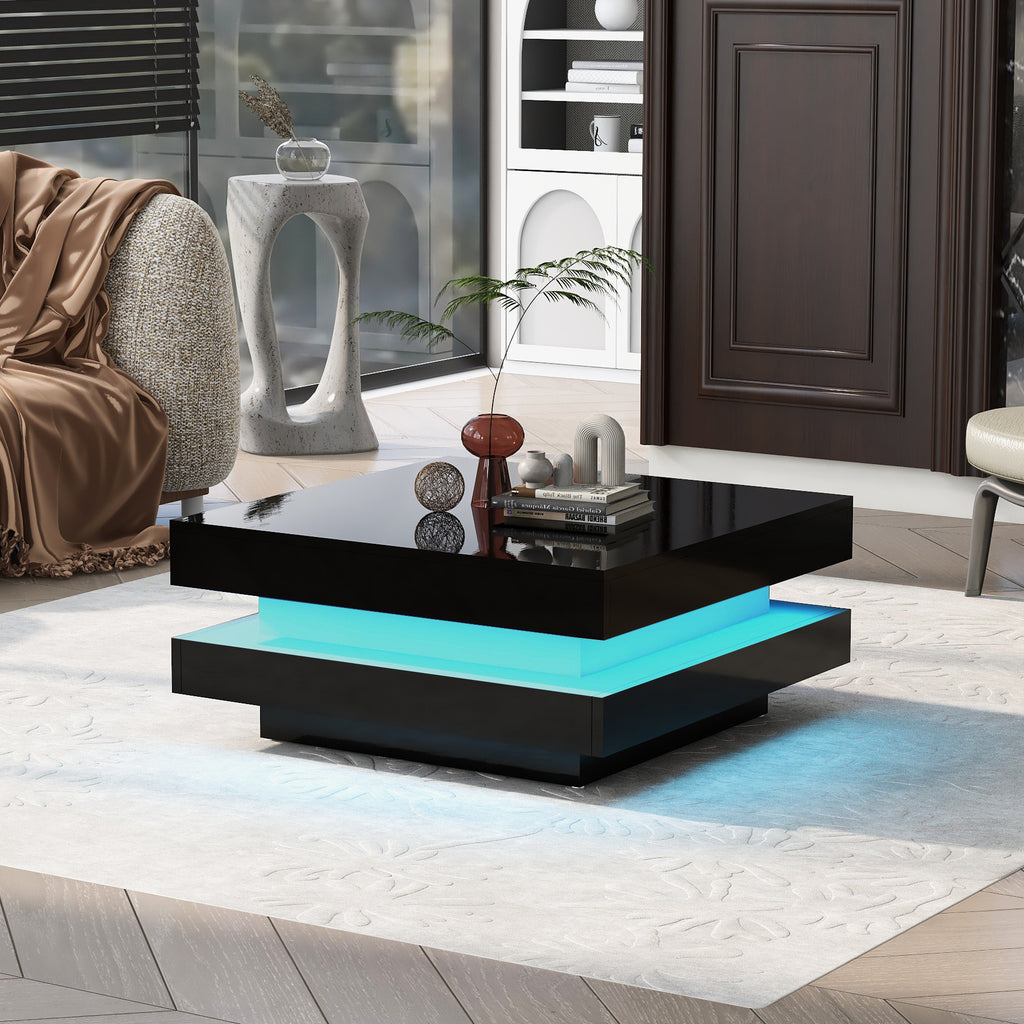 [variant:N892P423297B] Square High-Gloss LED Coffee Table with Rotating Top image 21
