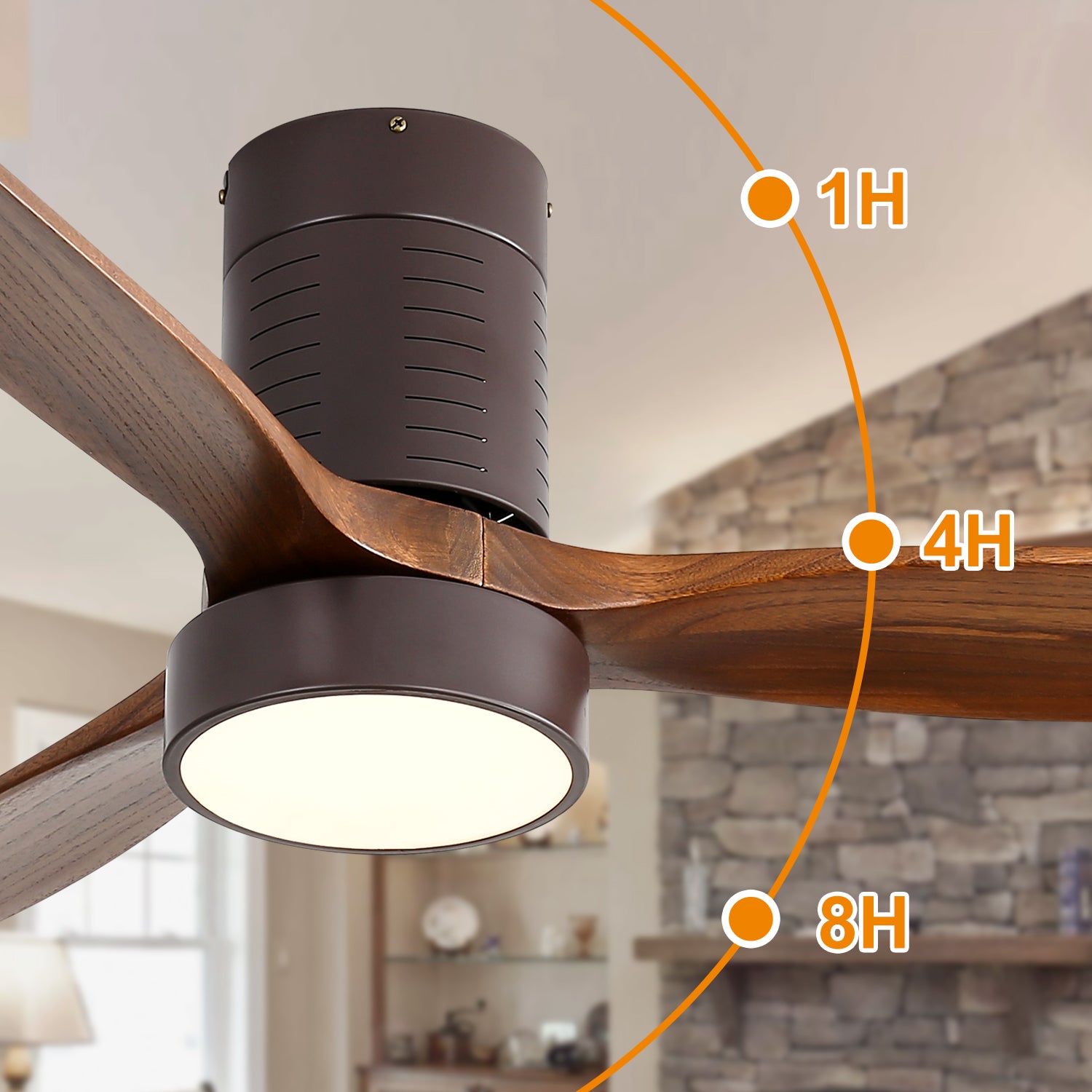 [variant:W5691P515044] Solid Wood Blade Ceiling Fan with Light – 52-Inch image 4