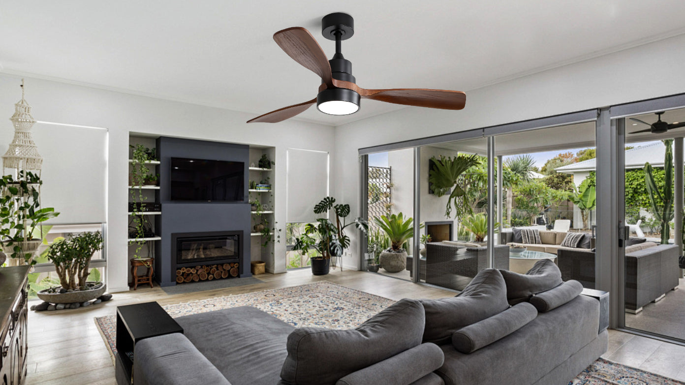 [variant:W5691P514926] Matte Black Solid Wood Ceiling Fan with Dimmable Light – 48-Inch image 9