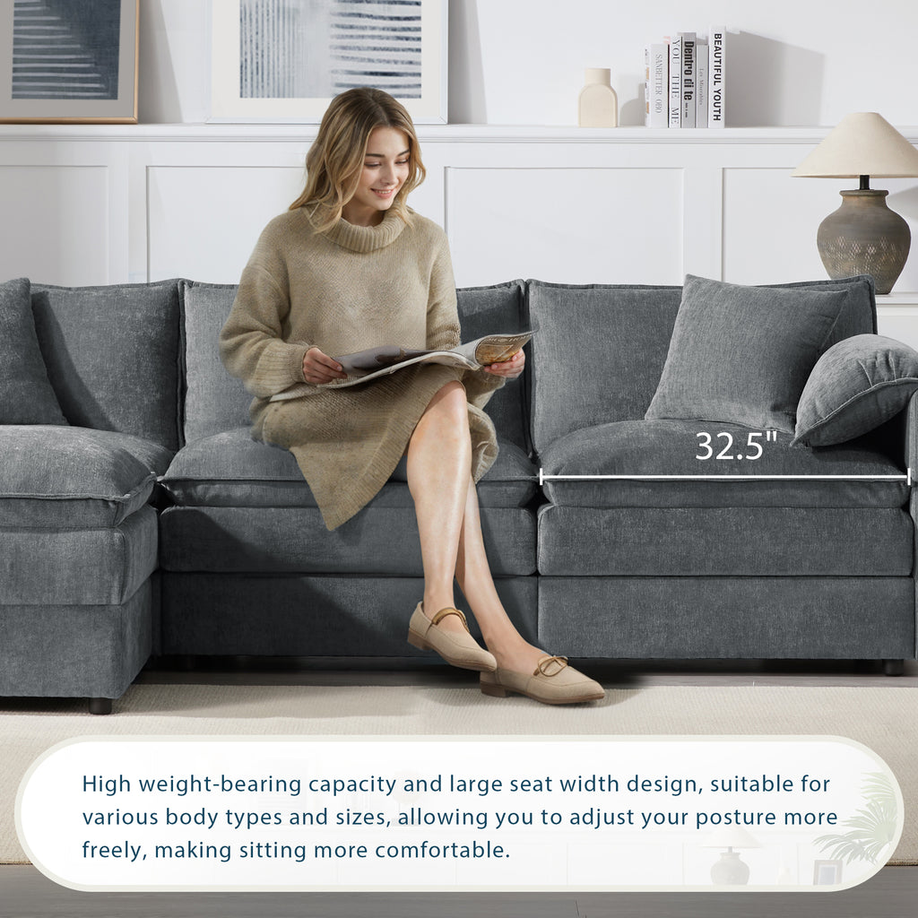 [variant:N851S8687B] 103-Inch Chenille L-Shaped Sectional Sofa with Ottoman image 8