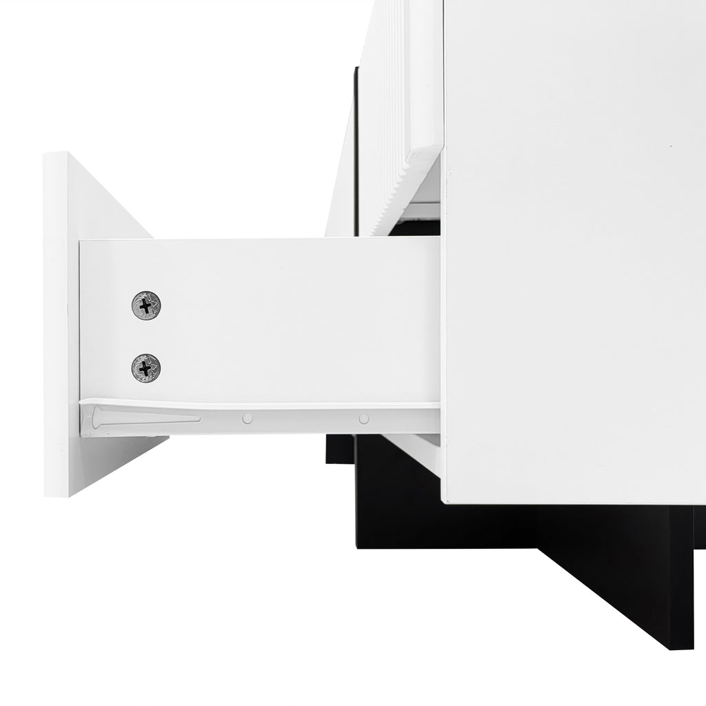 [variant:GA0014S] Modern TV Stand with 3 Doors and 2 Drawers – Black and White image 17