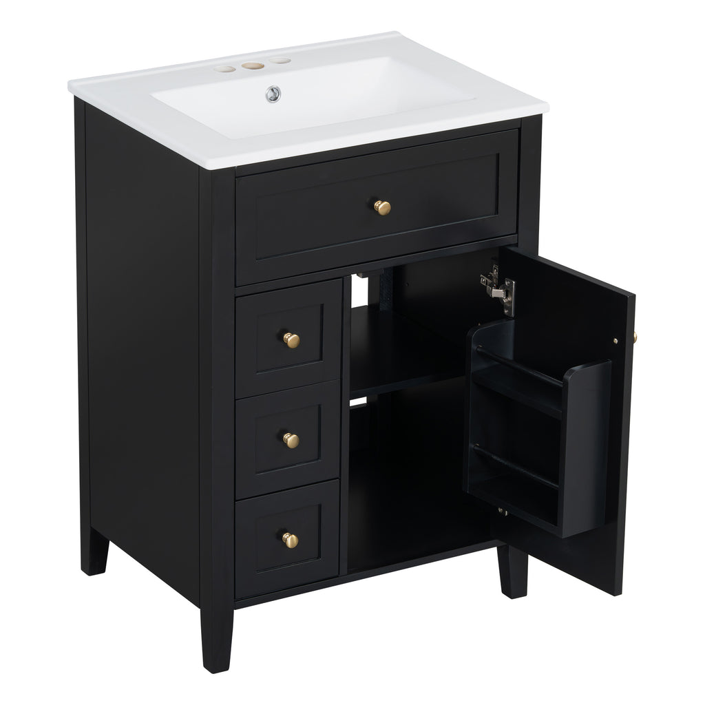 [variant:N725P280631B] Black Bathroom Vanity with Ceramic Sink – 24-Inch image 8