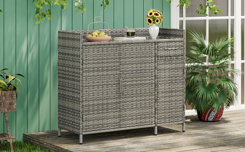 [variant:N853P387142G] Wicker Outdoor Storage Bar Cabinet – 47.5-Inch image 7