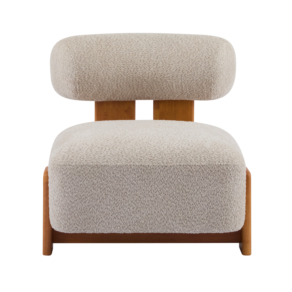 Modern Bouclé Lounge Chair — [variant:N913P495894A] Almond,Natural image 12