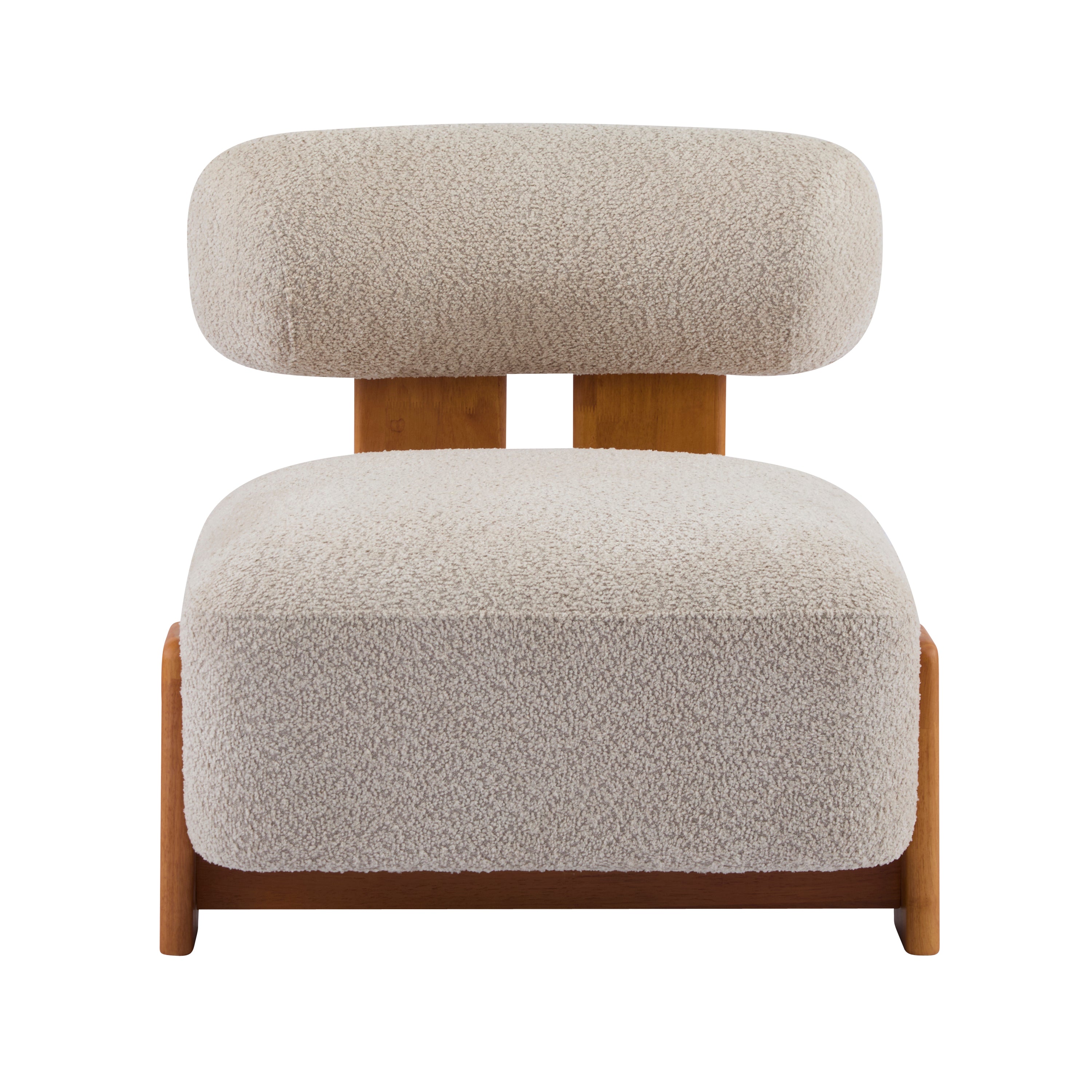 Modern Bouclé Lounge Chair — [variant:N913P495894A] Almond,Natural image 12
