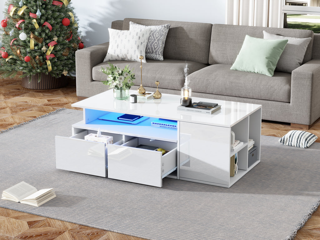 [variant:N892P428788W] High-Gloss LED Coffee Table with Open Storage image 13