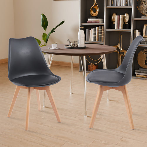 [variant:W3738P431300] Set of 2 Modern Black PU Leather Dining Chairs image 1