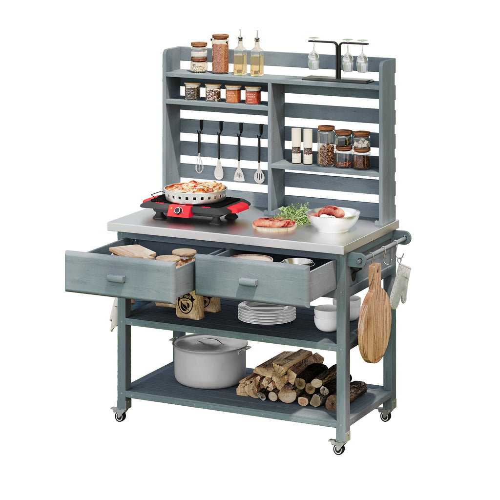 [variant:N853P386121G] Rolling Outdoor Potting Bench with Stainless Steel Top image 27