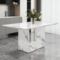 [variant:W3806S00015] White Marble-Look Dining Table image 1
