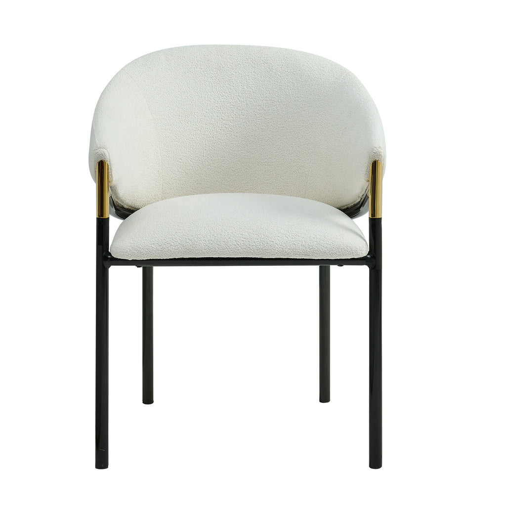[variant:N876P313041A-2] Set of 4 Mid-Century Upholstered Dining Chairs – White image 3