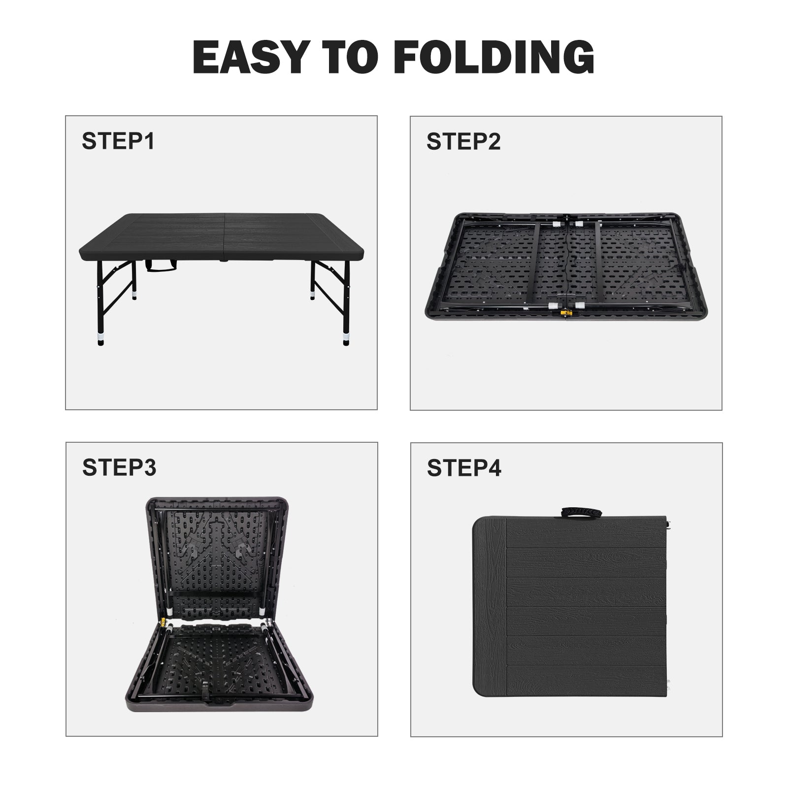 [variant:W5076P444593] Portable Folding Table with Wood-Grain Finish – 4-Foot image 3