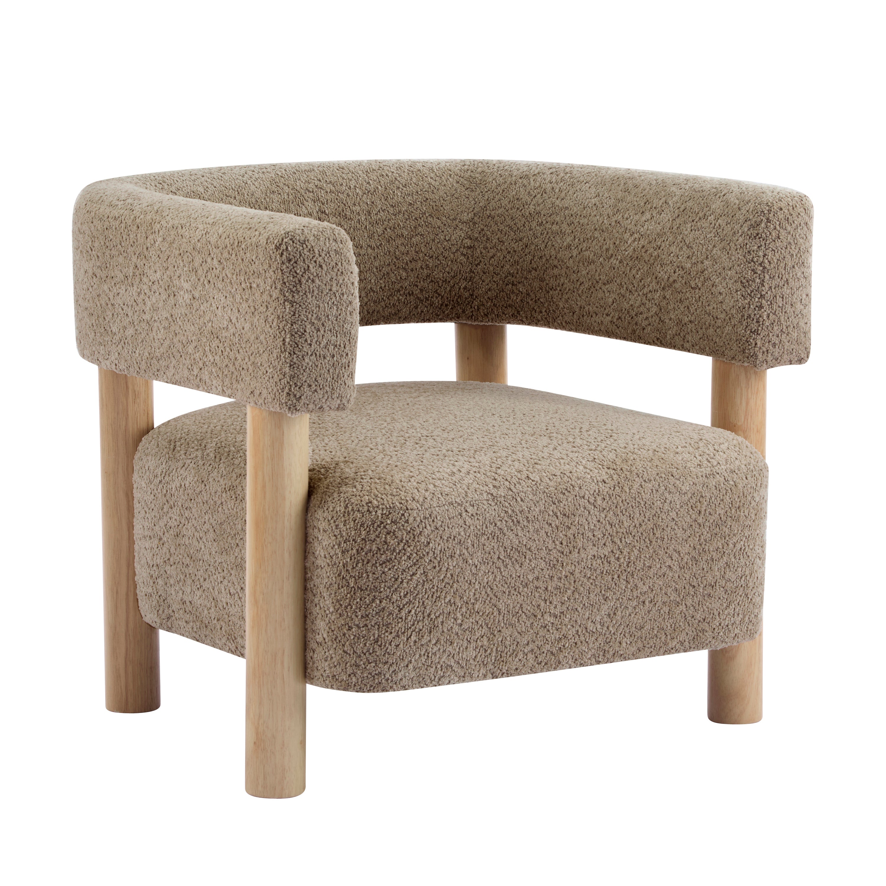 [variant:N898P443472B] Bouclé Accent Armchair – Light Camel image 3