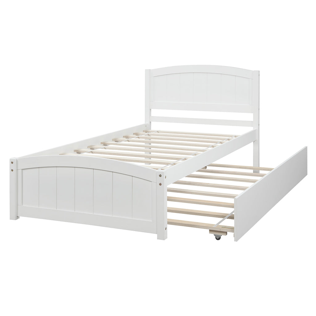 [variant:N850P475821K] Twin Platform Bed with Twin Trundle – White image 3