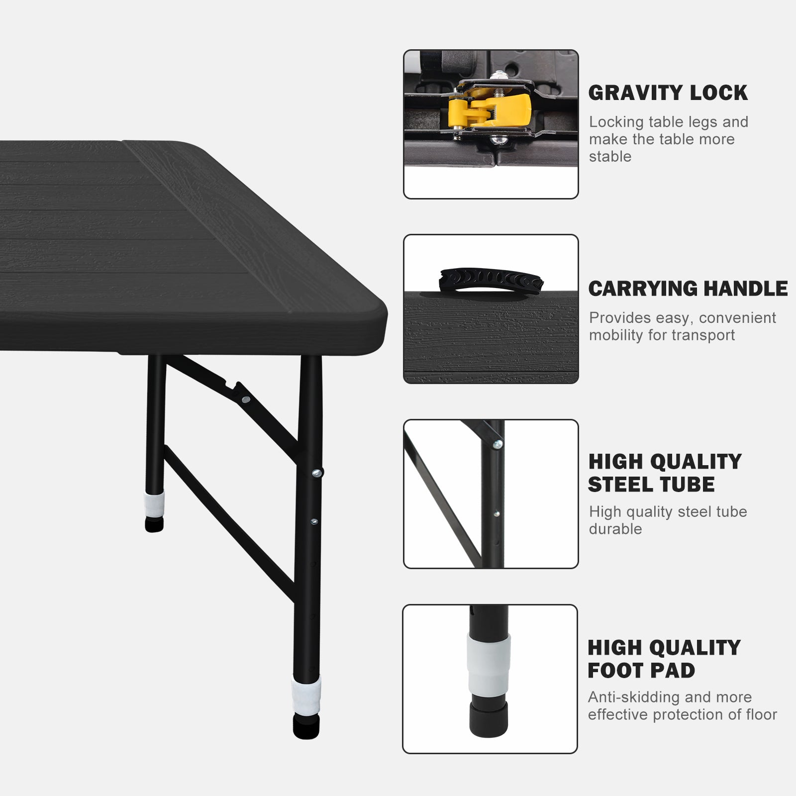 [variant:W5076P444593] Portable Folding Table with Wood-Grain Finish – 4-Foot image 4