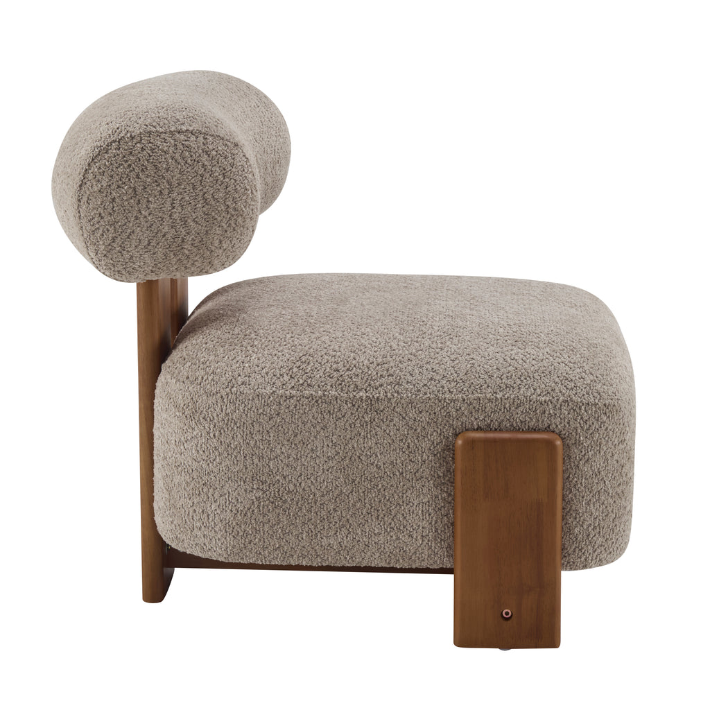 Modern Bouclé Lounge Chair — [variant:N913P495894R] Brown,Walnut image 8