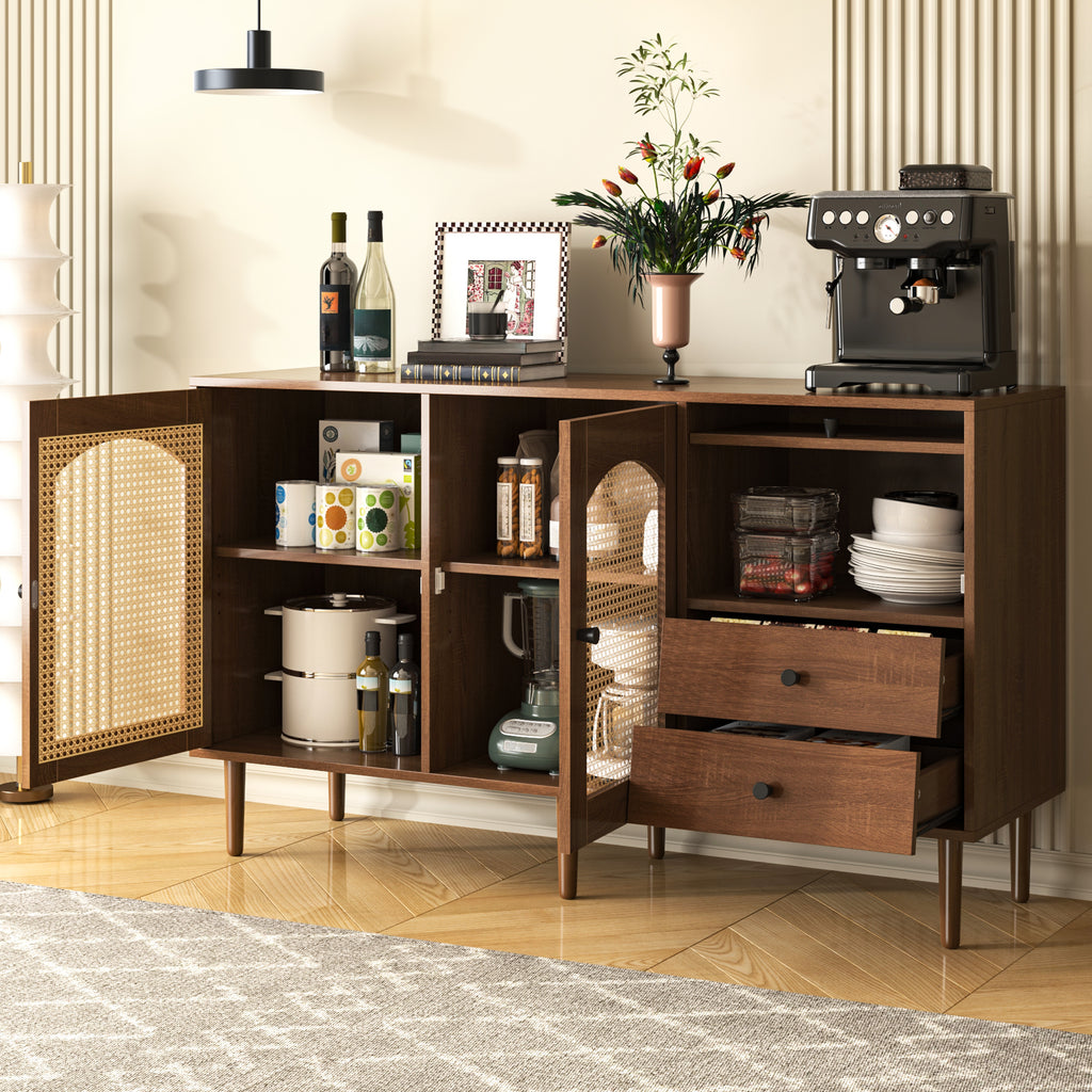 [variant:GA0013N] Country-Style Rattan-Door Sideboard image 3