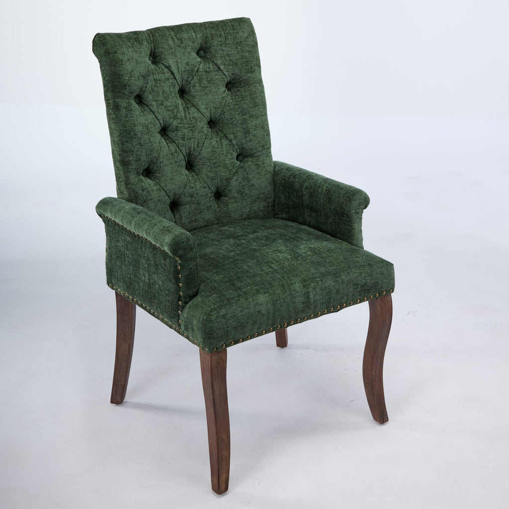 [variant:W5755P503872] Tufted Chenille Dining Armchair – Olive Green image 4