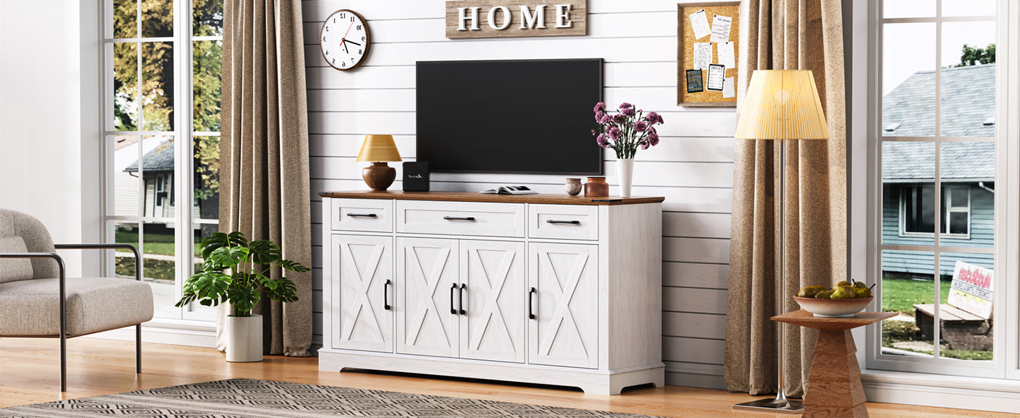 [variant:N853P444963W] 55-Inch Farmhouse Buffet Cabinet with Drawers image 12