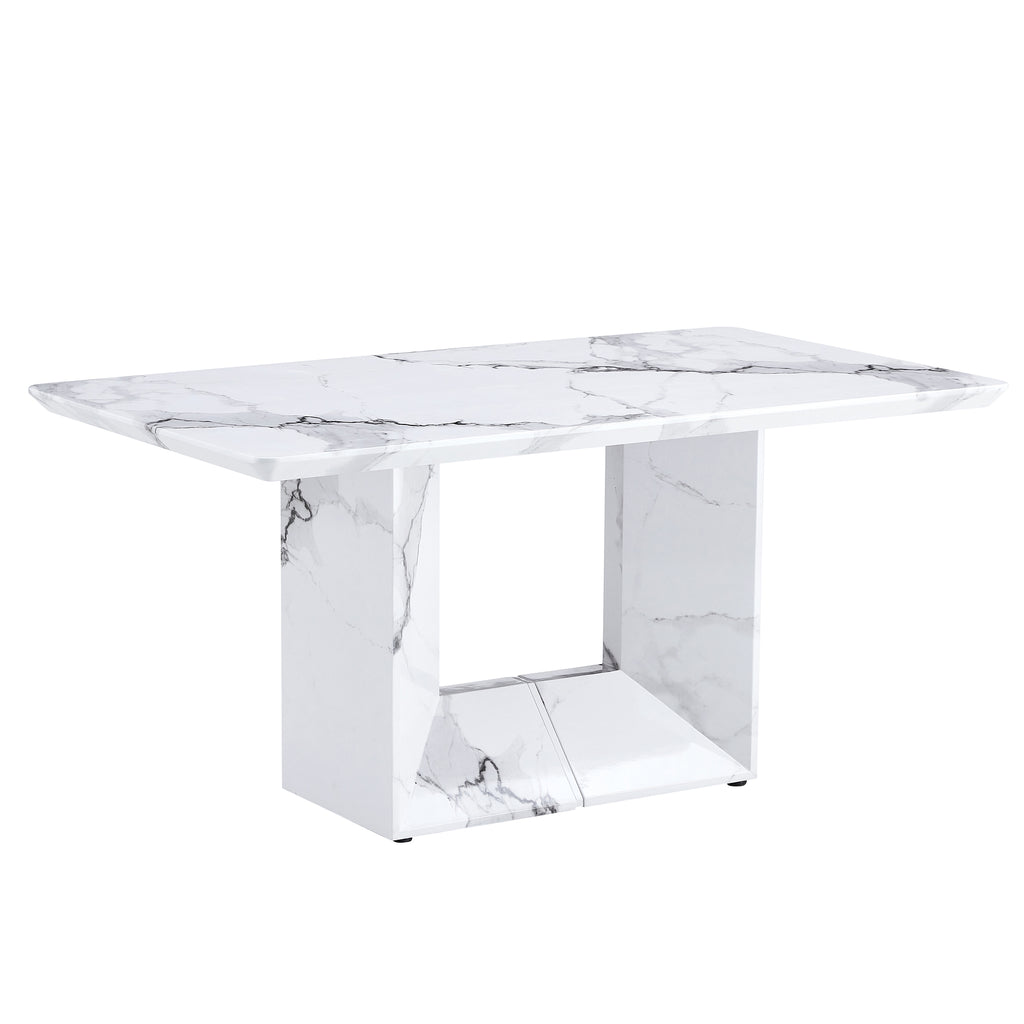 [variant:W3806S00015] White Marble-Look Dining Table image 20