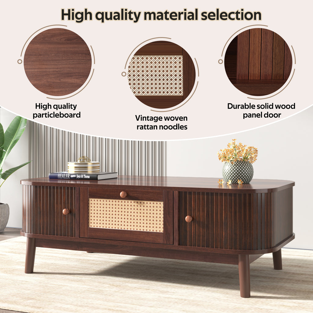 [variant:N875P360725N] Natural Rattan Coffee Table with Sliding Doors image 13