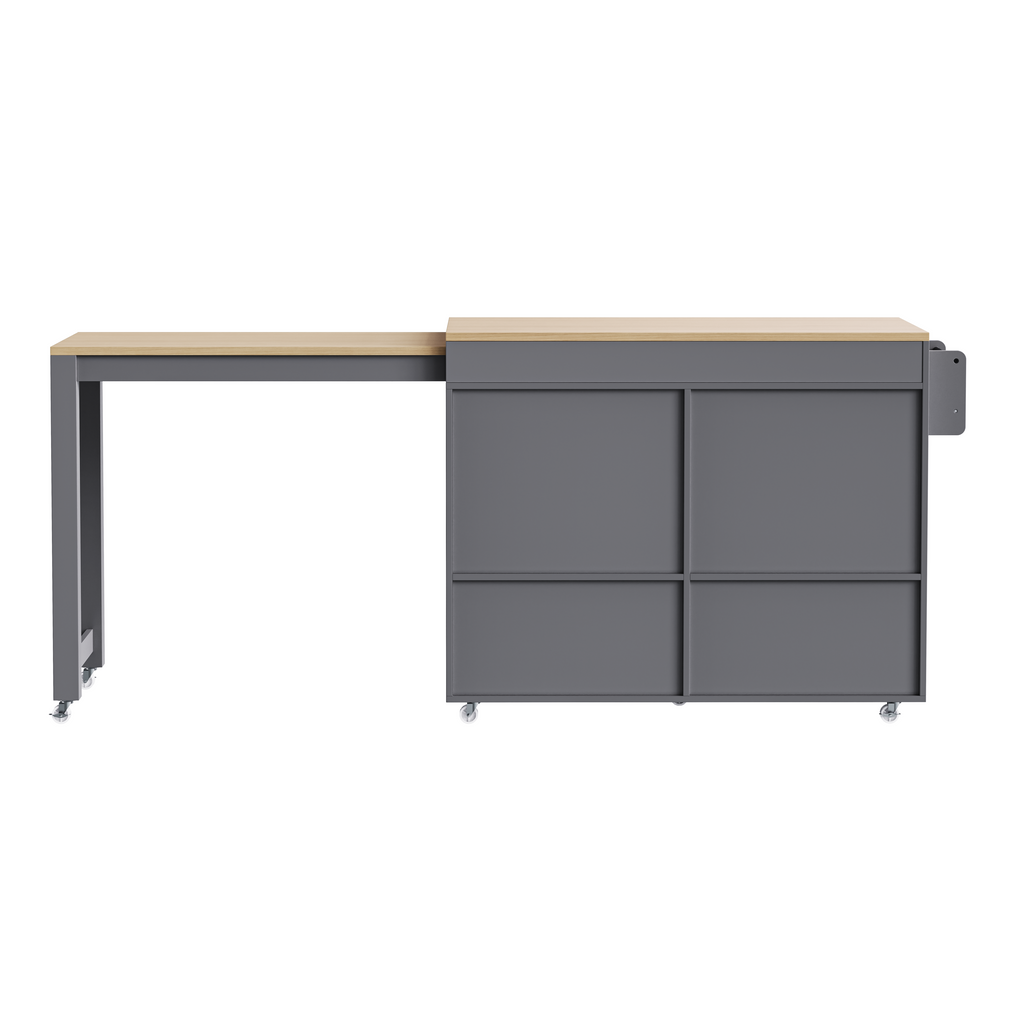 [variant:N853P386264G] Extendable Rolling Kitchen Island with Dining Table – Gray, 74.5-Inch image 36