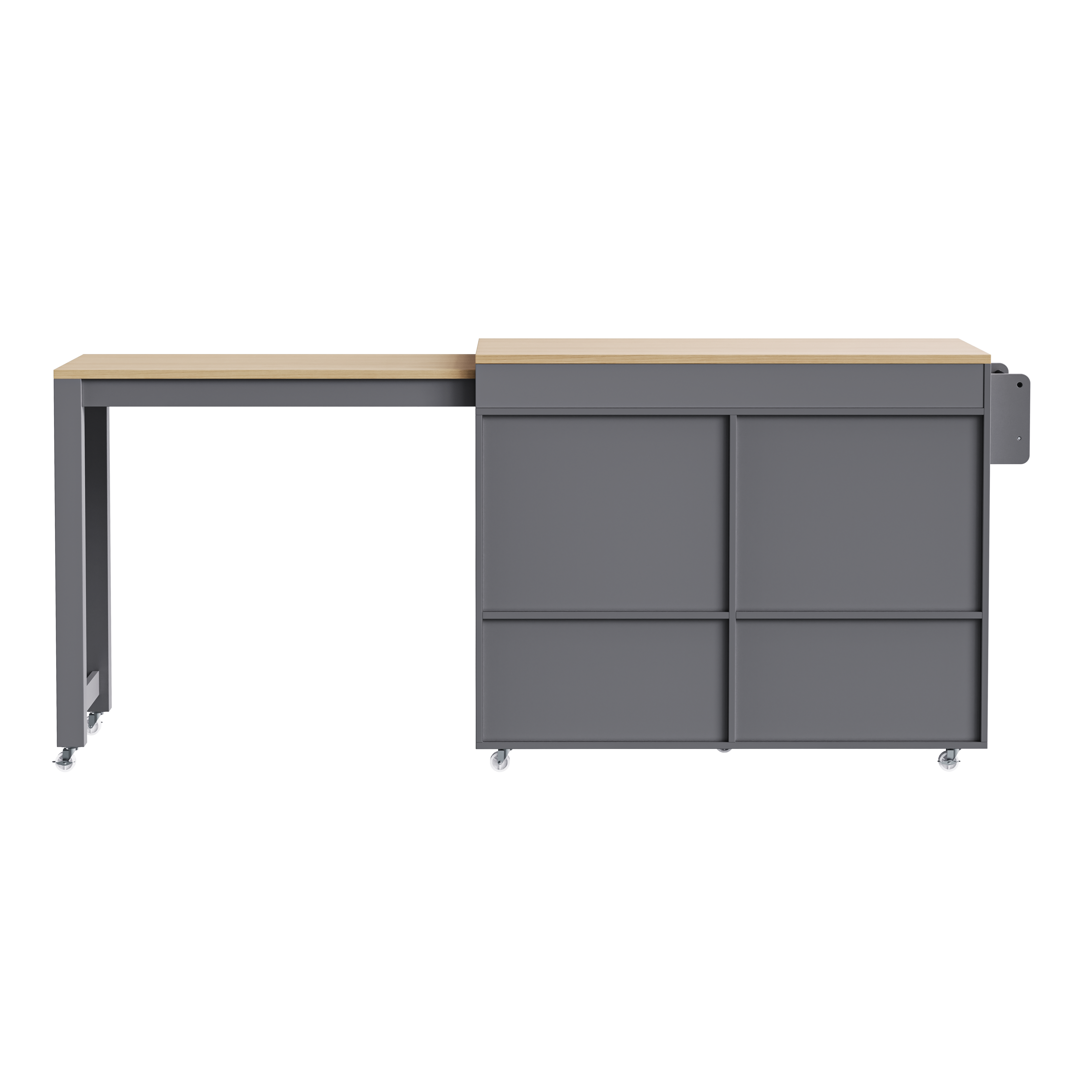 [variant:N853P386264G] Extendable Rolling Kitchen Island with Dining Table – Gray, 74.5-Inch image 36