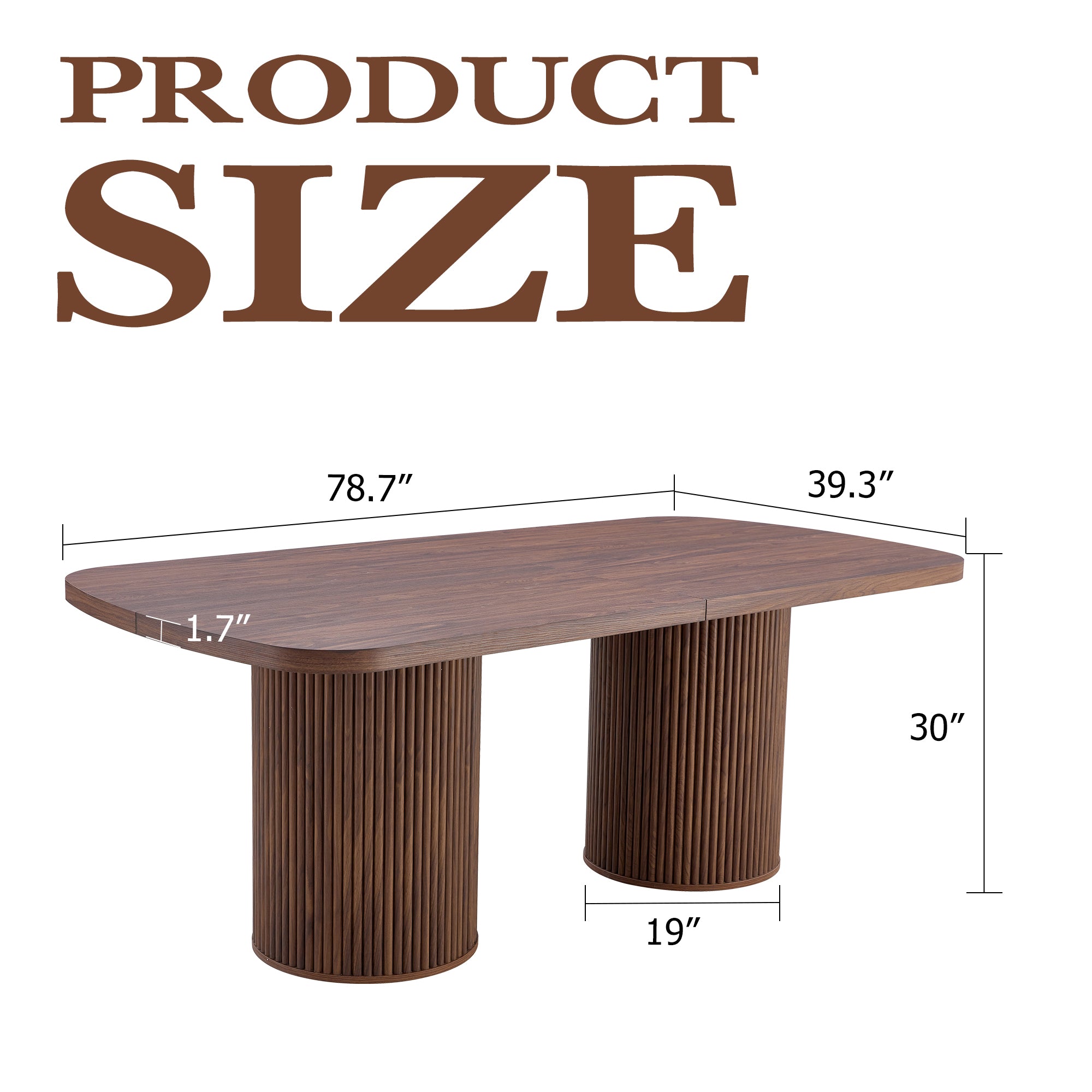 [variant:W3806S00019] Walnut Roman-Column Dining Table – 78.7-Inch image 4