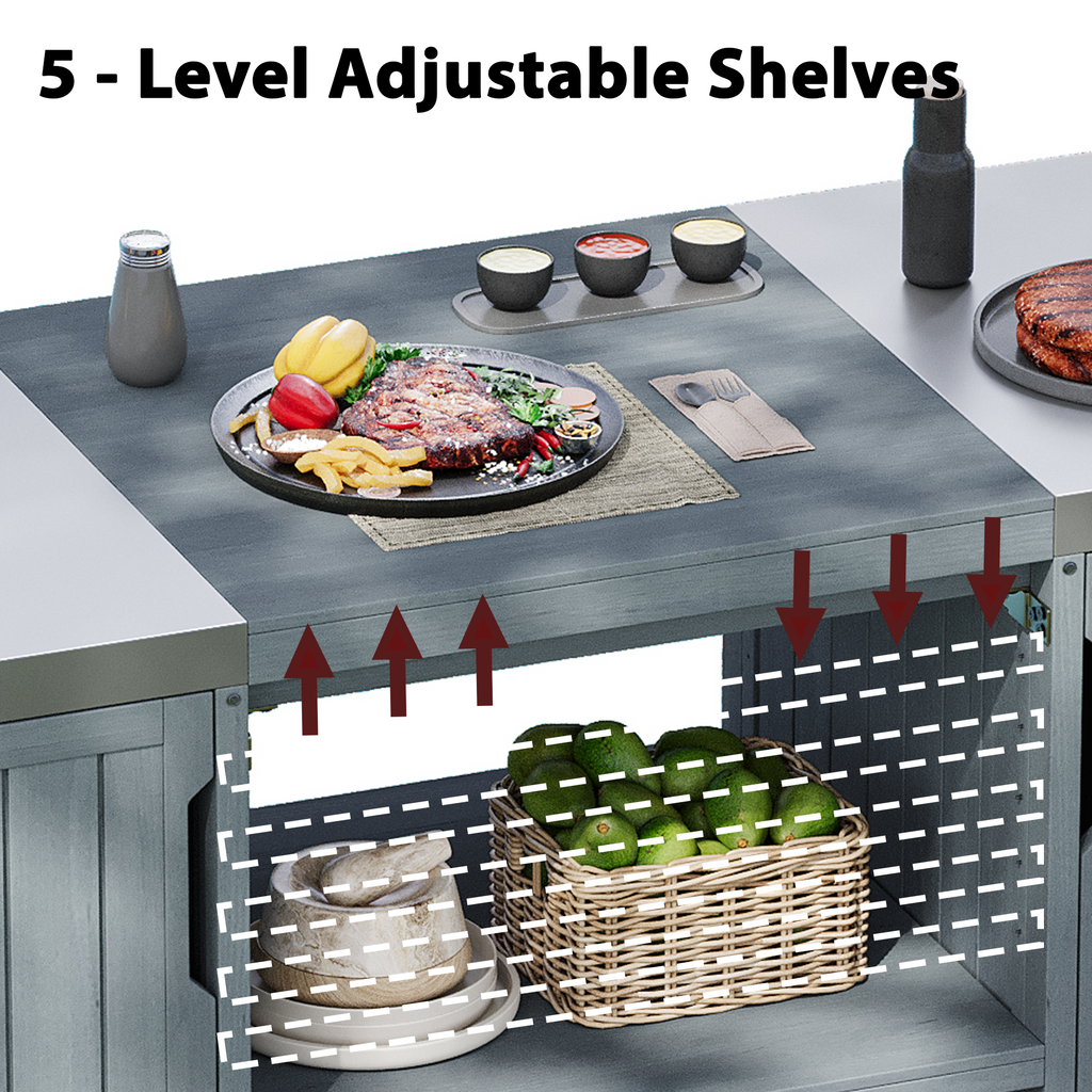 [variant:N853P386132G] Outdoor Grill Cart for 21–22-Inch Kamado Grills – Gray and Blue, 66.5-Inch image 11