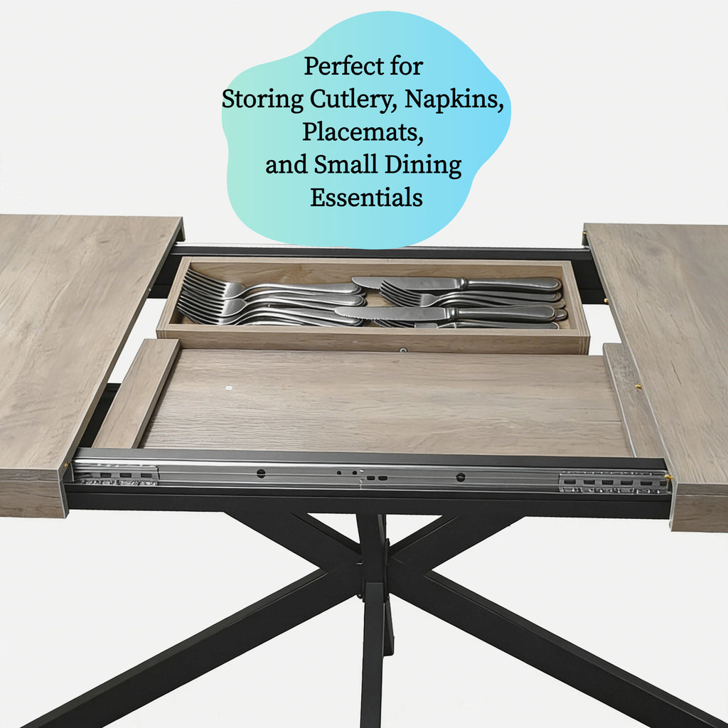 Extendable Dining Table with Hidden Storage – 55–71 Inch — [variant:W3679P437342] Gray image 10