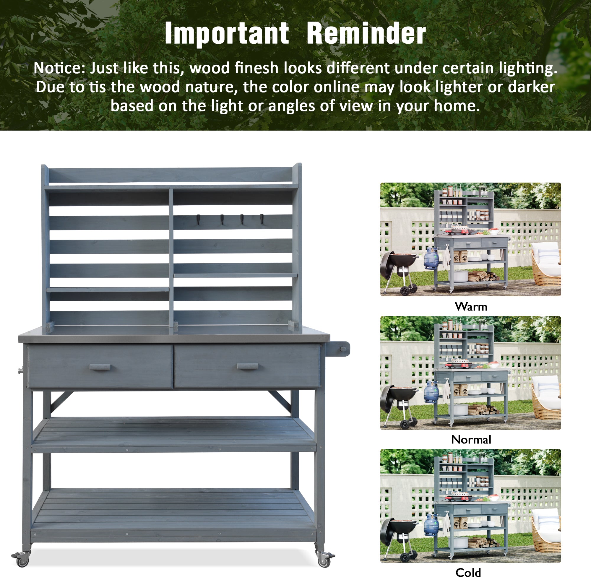 [variant:N853P386121G] Rolling Outdoor Potting Bench with Stainless Steel Top image 37