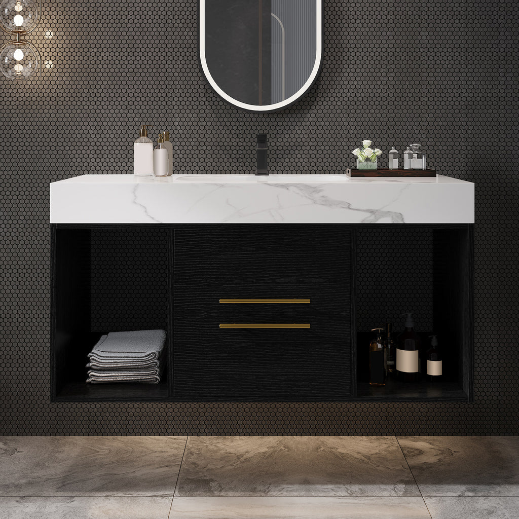 [variant:W5307S00005] Floating Bathroom Vanity with Ceramic Sink – 39.4-Inch image 2