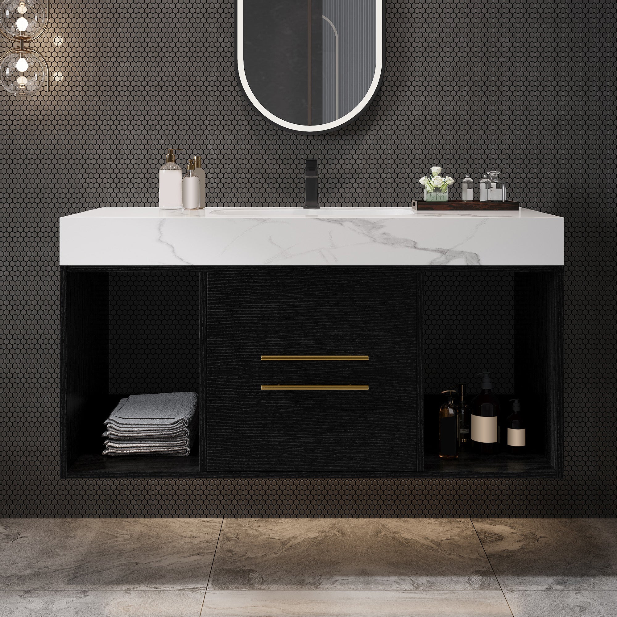 [variant:W5307S00005] Floating Bathroom Vanity with Ceramic Sink – 39.4-Inch image 2