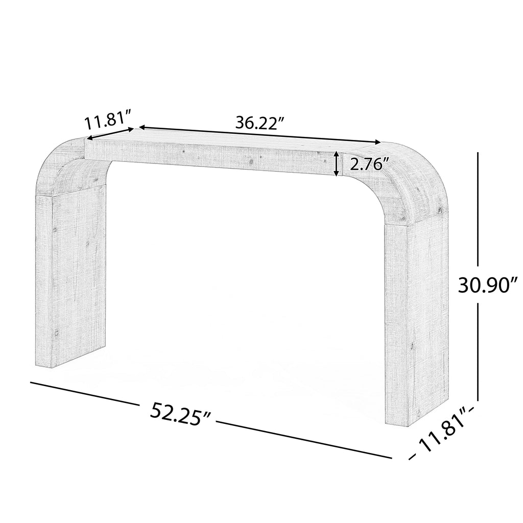 Curved-Edge Pine Veneer Console Table – 52-Inch — [variant:N851P415011N] Natural image 3