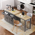 [variant:N853P386264G] Extendable Rolling Kitchen Island with Dining Table – Gray, 74.5-Inch image 1