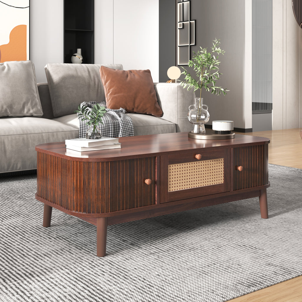 [variant:N875P360725N] Natural Rattan Coffee Table with Sliding Doors image 12
