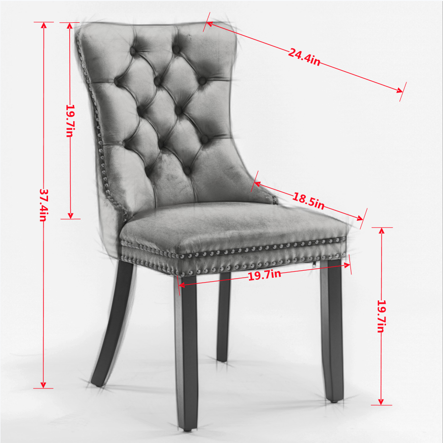 [variant:W5755P474574] Tufted Velvet Dining Chairs – Set of 2 image 7