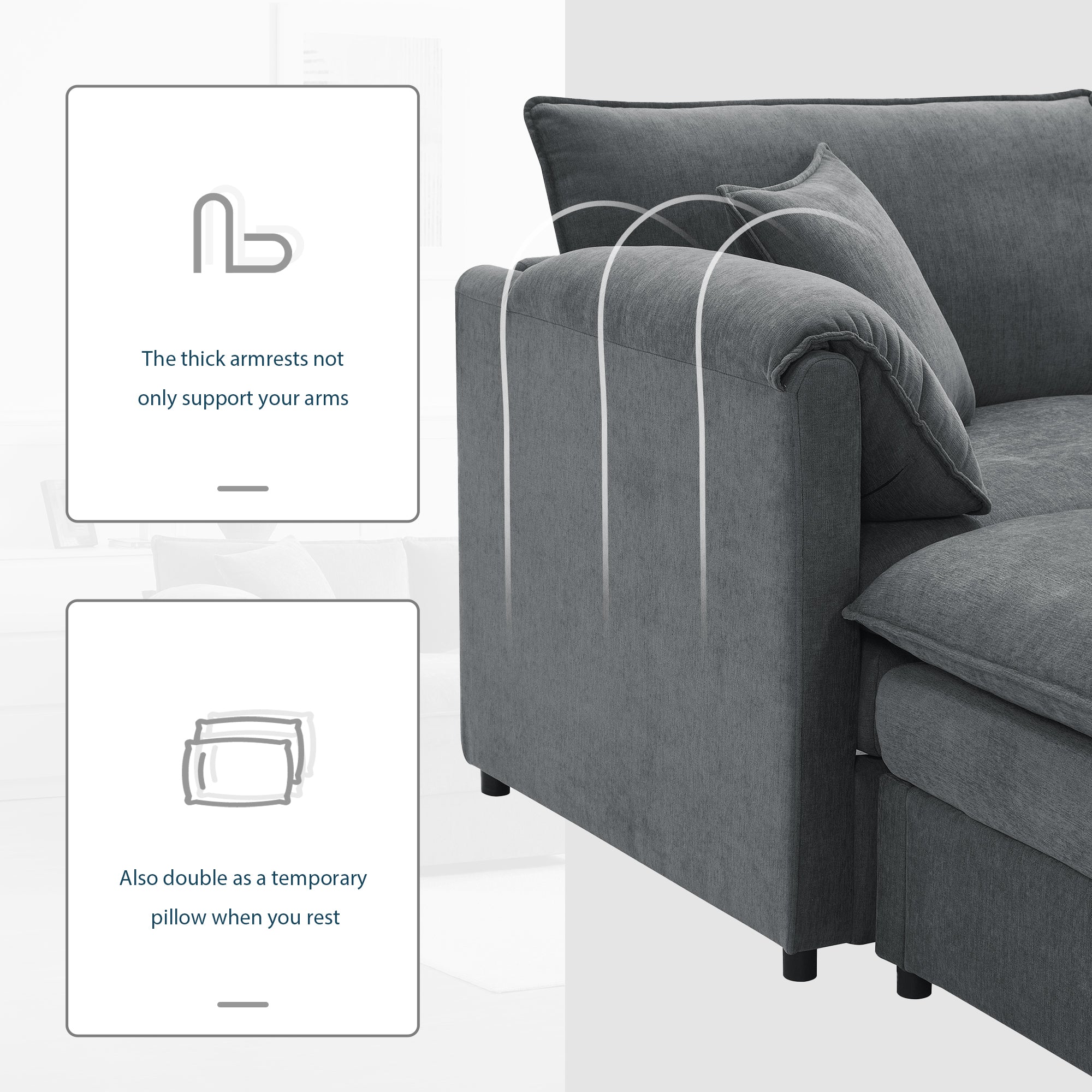 [variant:N851S8687B] 103-Inch Chenille L-Shaped Sectional Sofa with Ottoman image 4