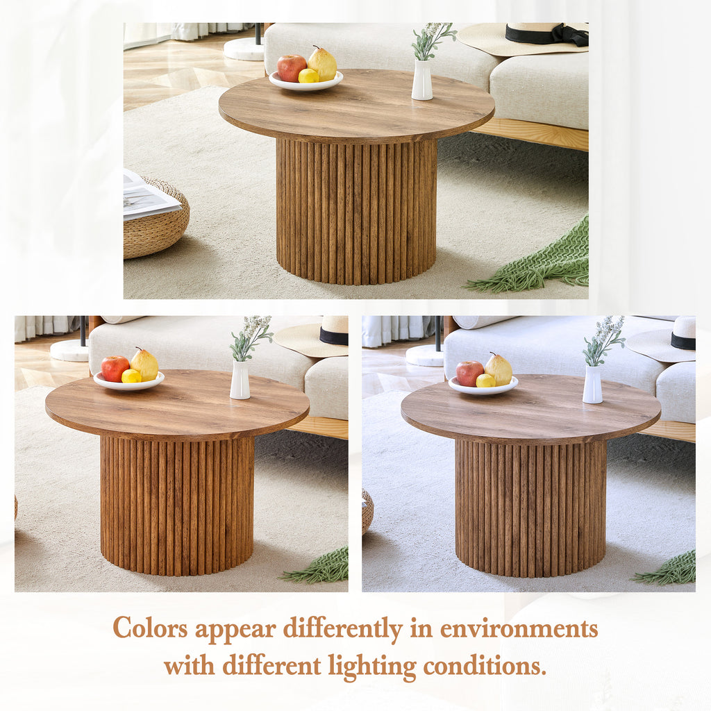 [variant:W3806P404738] Round Fluted Coffee Table with Metal Frame – 27.5-Inch image 9