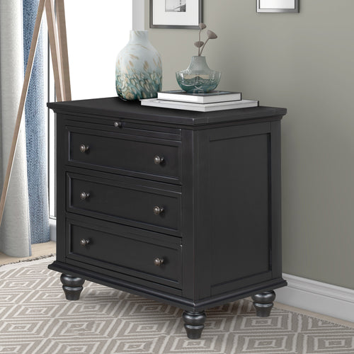 3-Drawer Nightstand with Pull-Out Tray – 27.6-Inch — [variant:N889P444139B] Black image 2