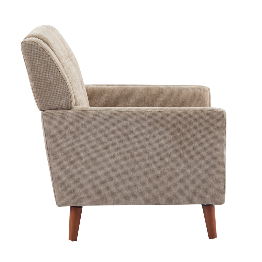 [variant:N898P442867L] Light Brown Chenille Mid-Century Armchair image 4