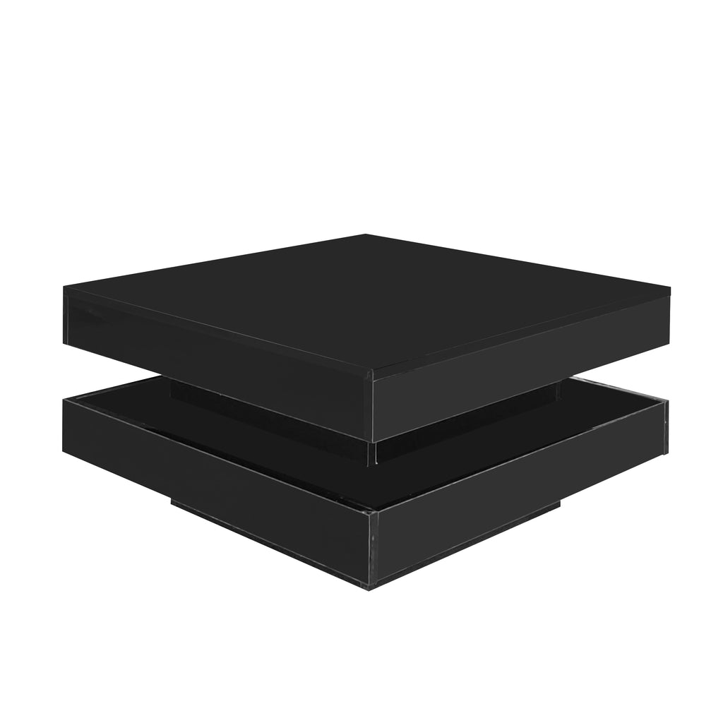 [variant:N892P423297B] Square High-Gloss LED Coffee Table with Rotating Top image 9