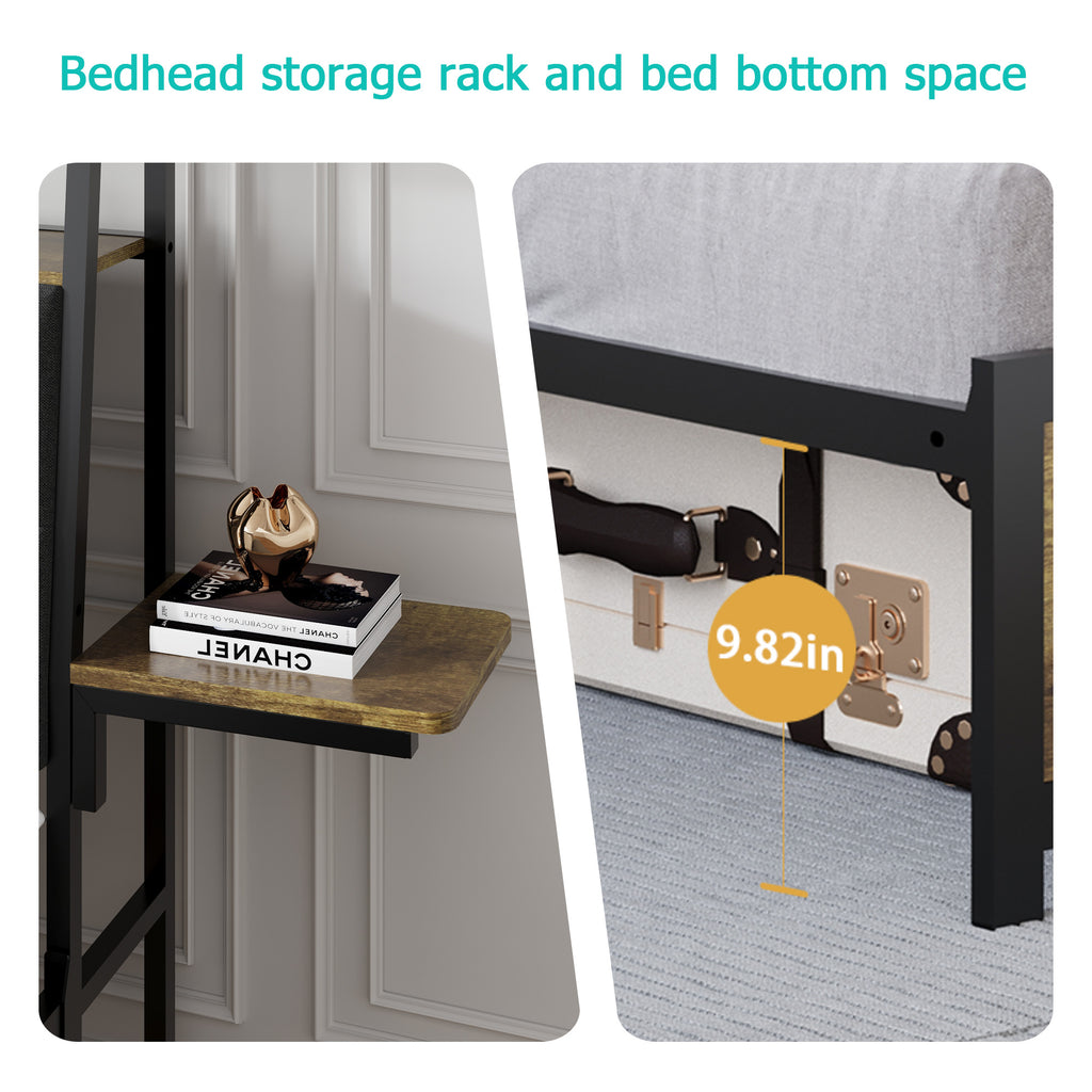 [variant:W5658P486993] Queen Metal Platform Bed with Storage Headboard & Charging Station image 12