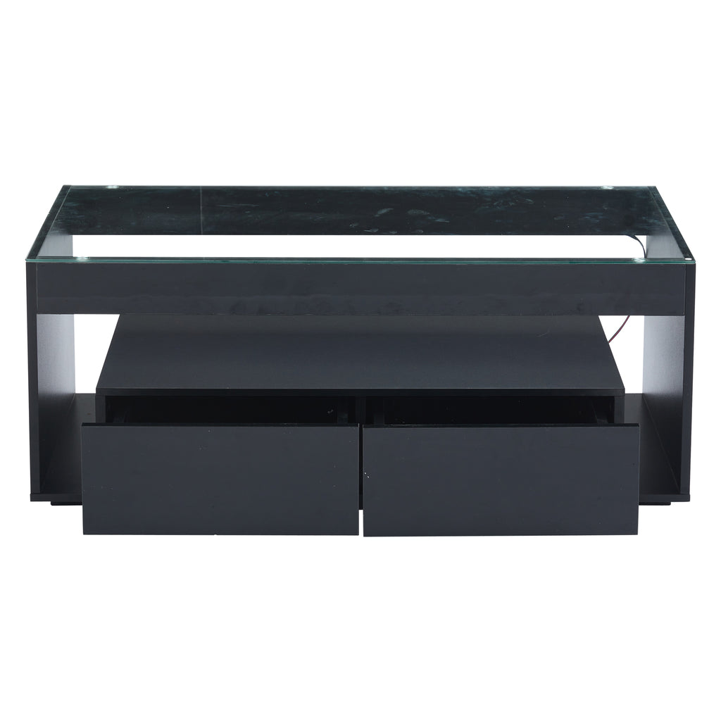 [variant:N892P428787B] High-Gloss LED Coffee Table with Glass Top and Drawers image 52