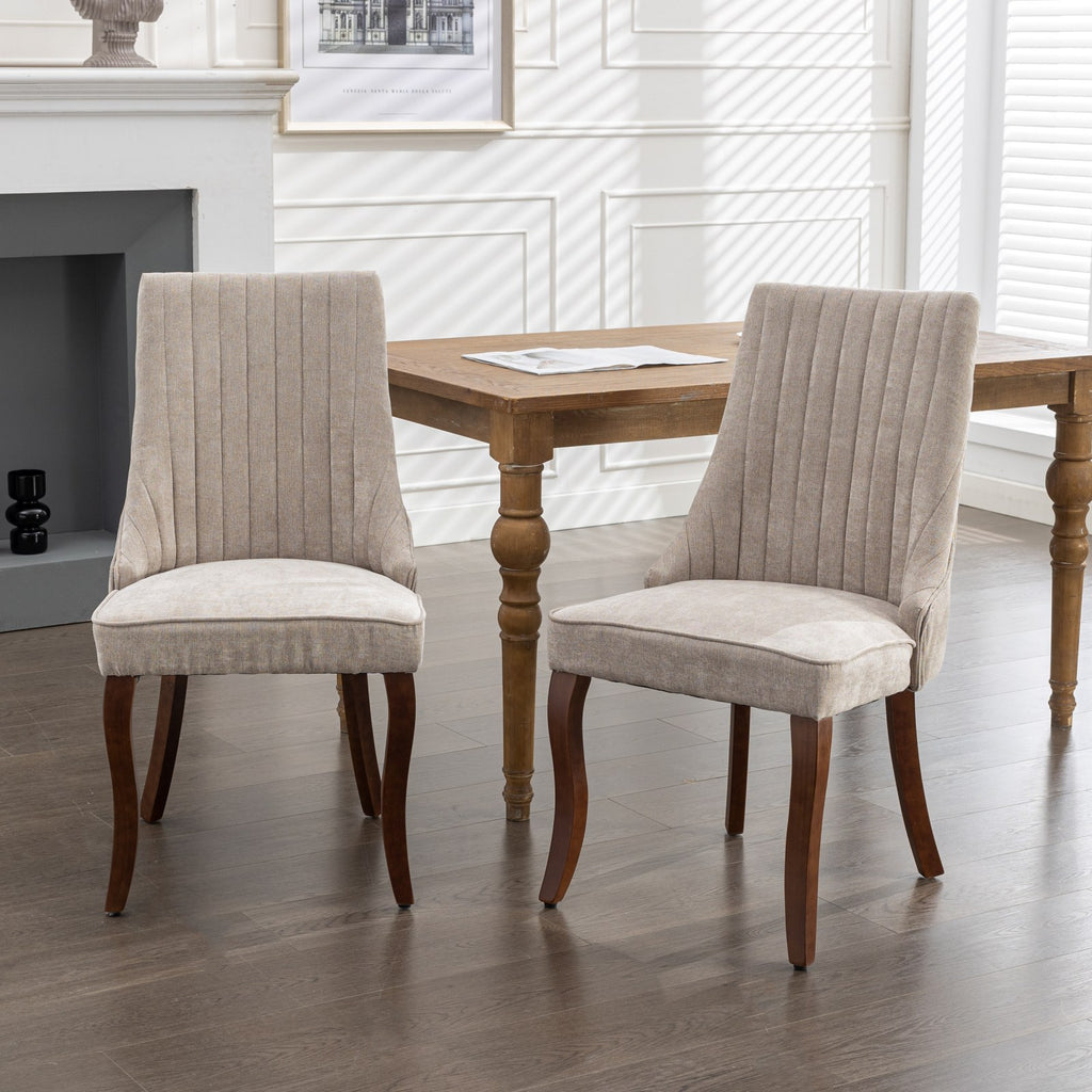 [variant:W5755P474631] Rayon Set of 2 Beige Fabric Dining Chairs image 1