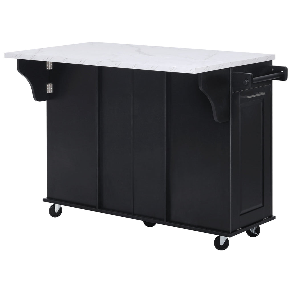 [variant:N853P390045B] Rolling Kitchen Island with Tilt-Out Trash Cabinet – Black, 50.7-Inch image 43