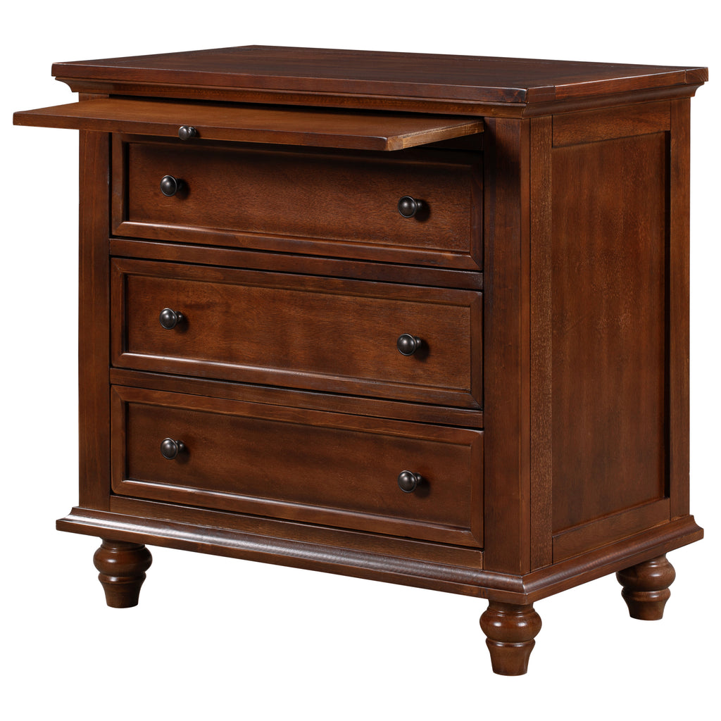 3-Drawer Nightstand with Pull-Out Tray – 27.6-Inch — [variant:N889P444139D] Brown image 9