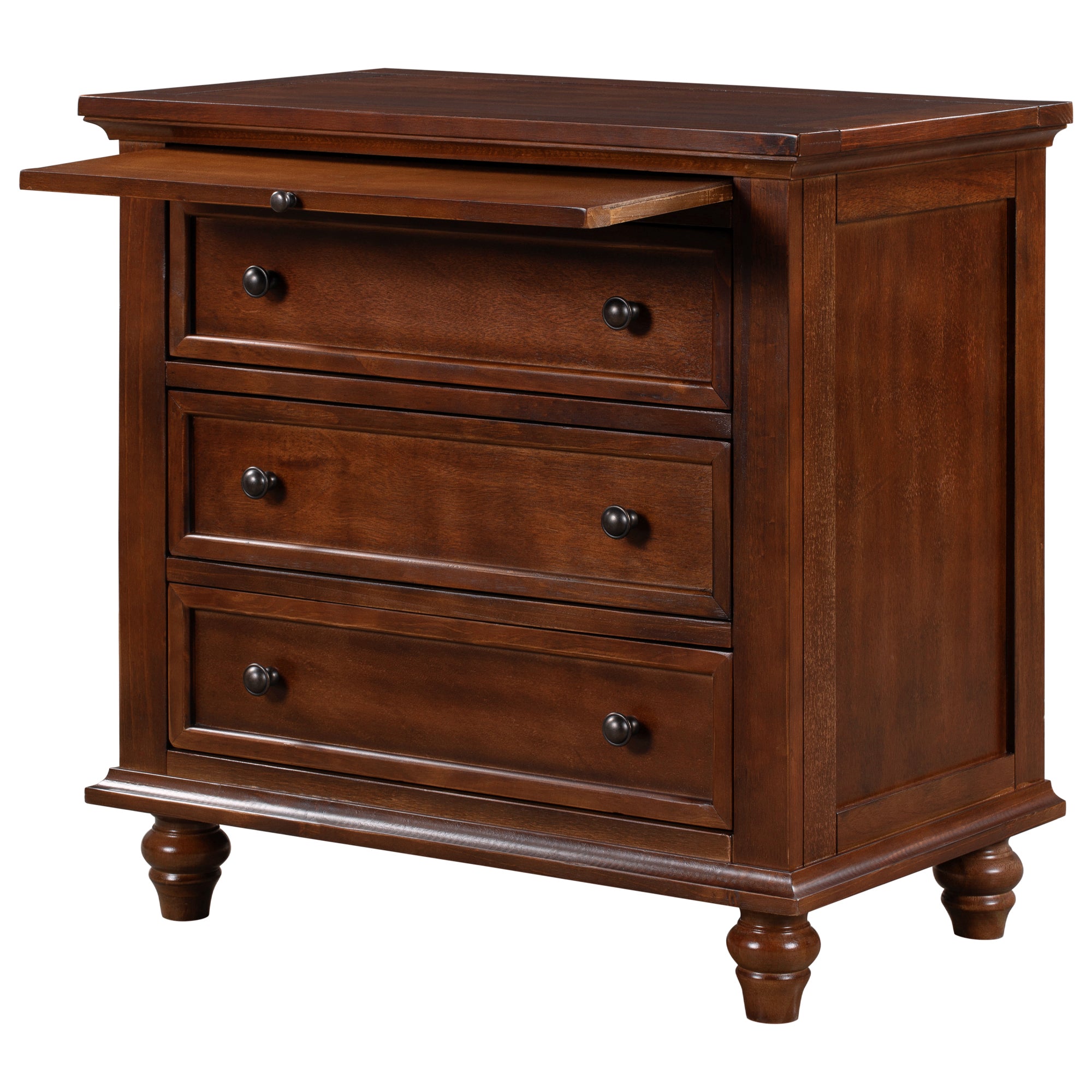 3-Drawer Nightstand with Pull-Out Tray – 27.6-Inch — [variant:N889P444139D] Brown image 9